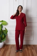 Deep Red Embellished Set