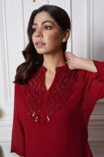 Deep Red Embellished Set